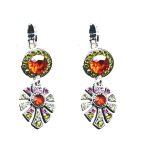 Earrings By Mariana Woman Glamorous Orange and Plum Purple Swarovski Crystals - Image 2