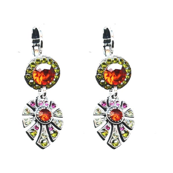 Earrings By Mariana Woman Glamorous Orange and Plum Purple Swarovski Crystals