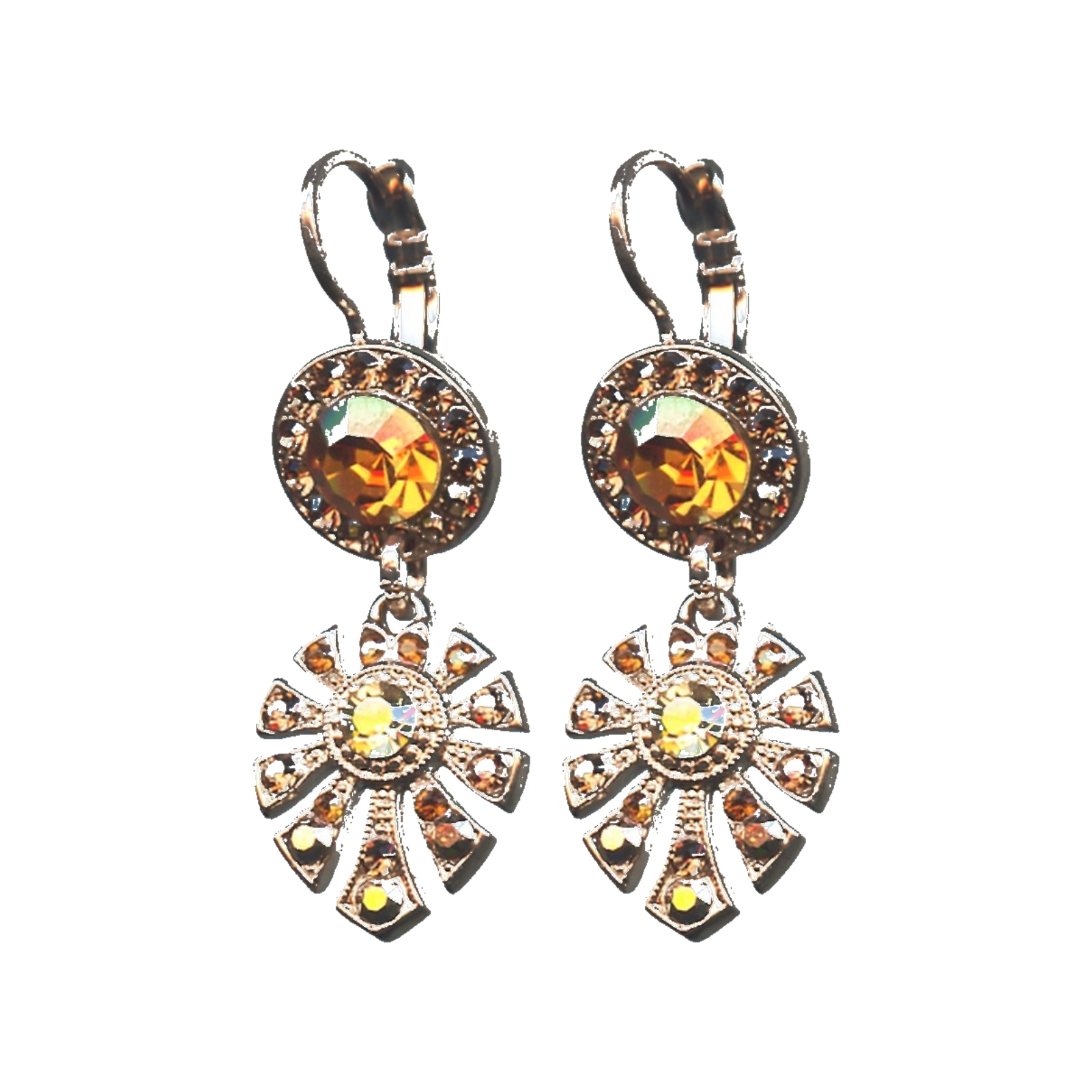 E-1514-3-137-SP6 Earrings By Mariana Woman Eye-Catching Topaz and Golden Shadow Swarovski Crystals - Image 1