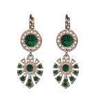 Earrings By Mariana Woman Classic Pearl and Emerald Swarovski Crystals - Image 2