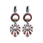 Earrings By Mariana Woman Romantic Pearl and Siam Swarovski Crystals - Image 2