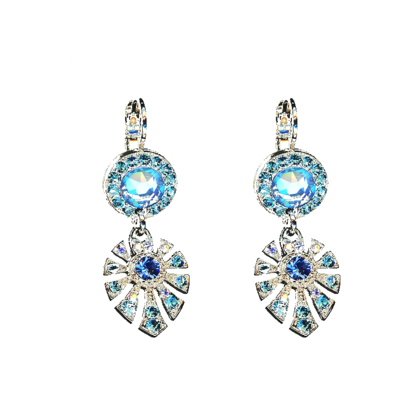 E-1514-3-140-4-SP6 Earrings By Mariana Woman Luminous Blue and Laguna Delite Swarovski Crystals - Image 1