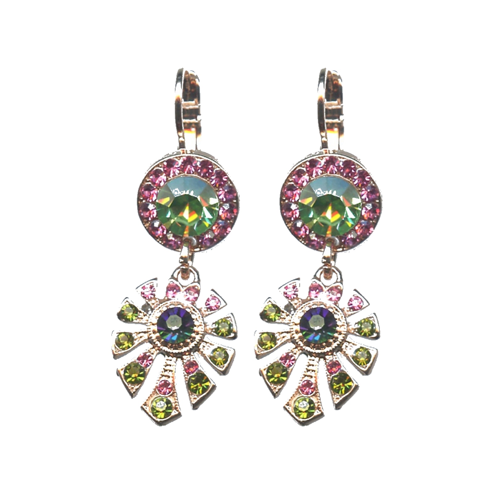 E-1514-3-142-SP6 Earrings By Mariana Woman Classic Peridot and Light Rose Swarovski Crystals - Image 1