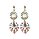 Earrings By Mariana Woman Vibrant Coral and Teal Swarovski Crystals
