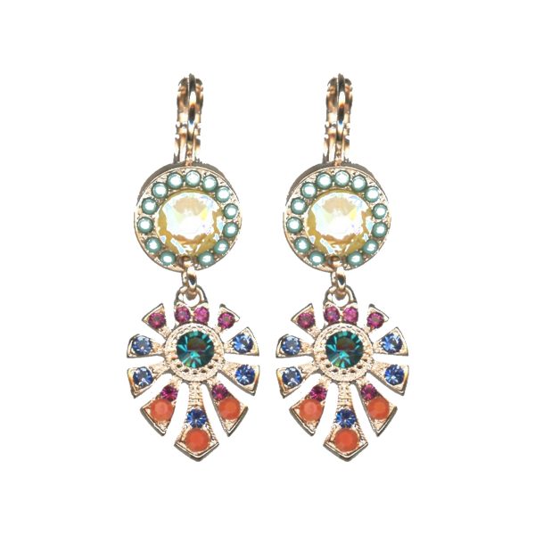 Earrings By Mariana Woman Vibrant Coral and Teal Swarovski Crystals