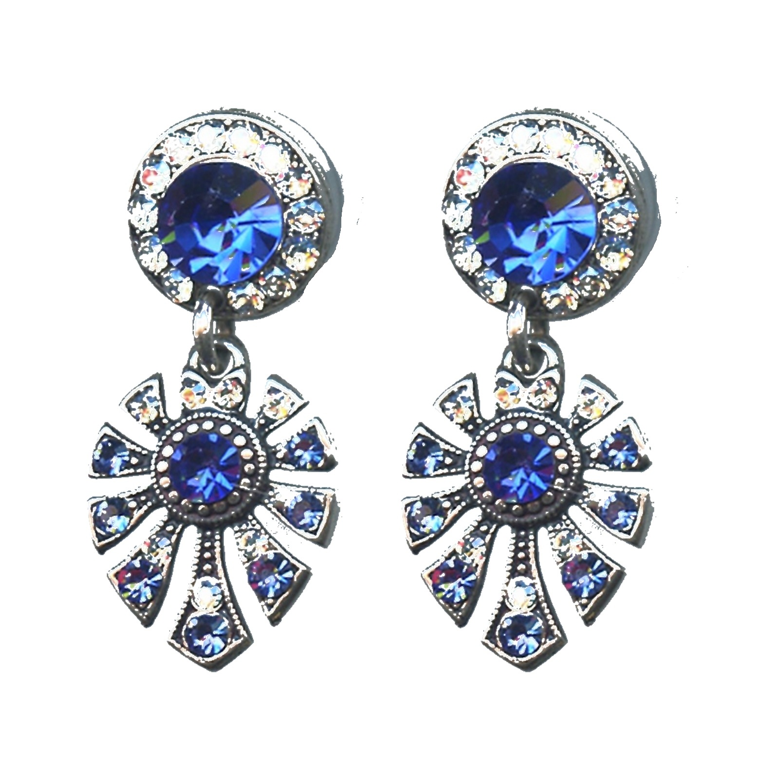 E-1514-3-206MOL-SP6 Earrings By Mariana Woman Exquisite Sapphire and Moonlight Swarovski Crystals - Image 1