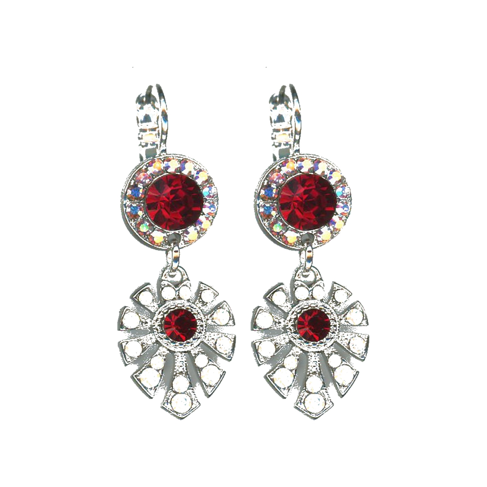 E-1514-3-208-8A-SP6 Earrings By Mariana Woman Radiant Siam and AB Swarovski Crystals - Image 1