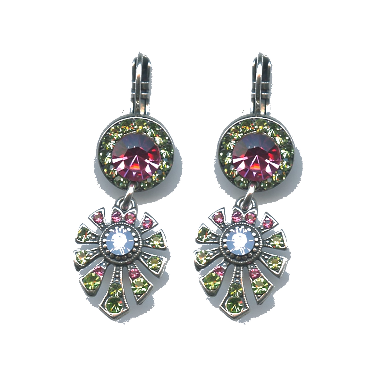 E-1514-3-209-5-SP6 Earrings By Mariana Woman Captivating Peridot Swarovski Crystals - Image 1