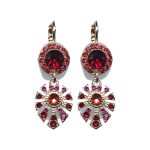 Earrings By Mariana Woman Fashionable Red and Fuchsia Swarovski Crystals - Image 2