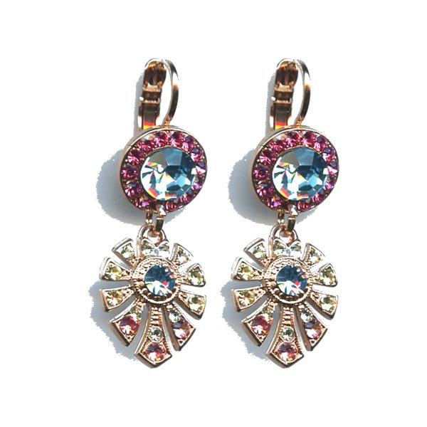 Earrings By Mariana Woman Graceful Aquamarine and Rose Swarovski Crystals