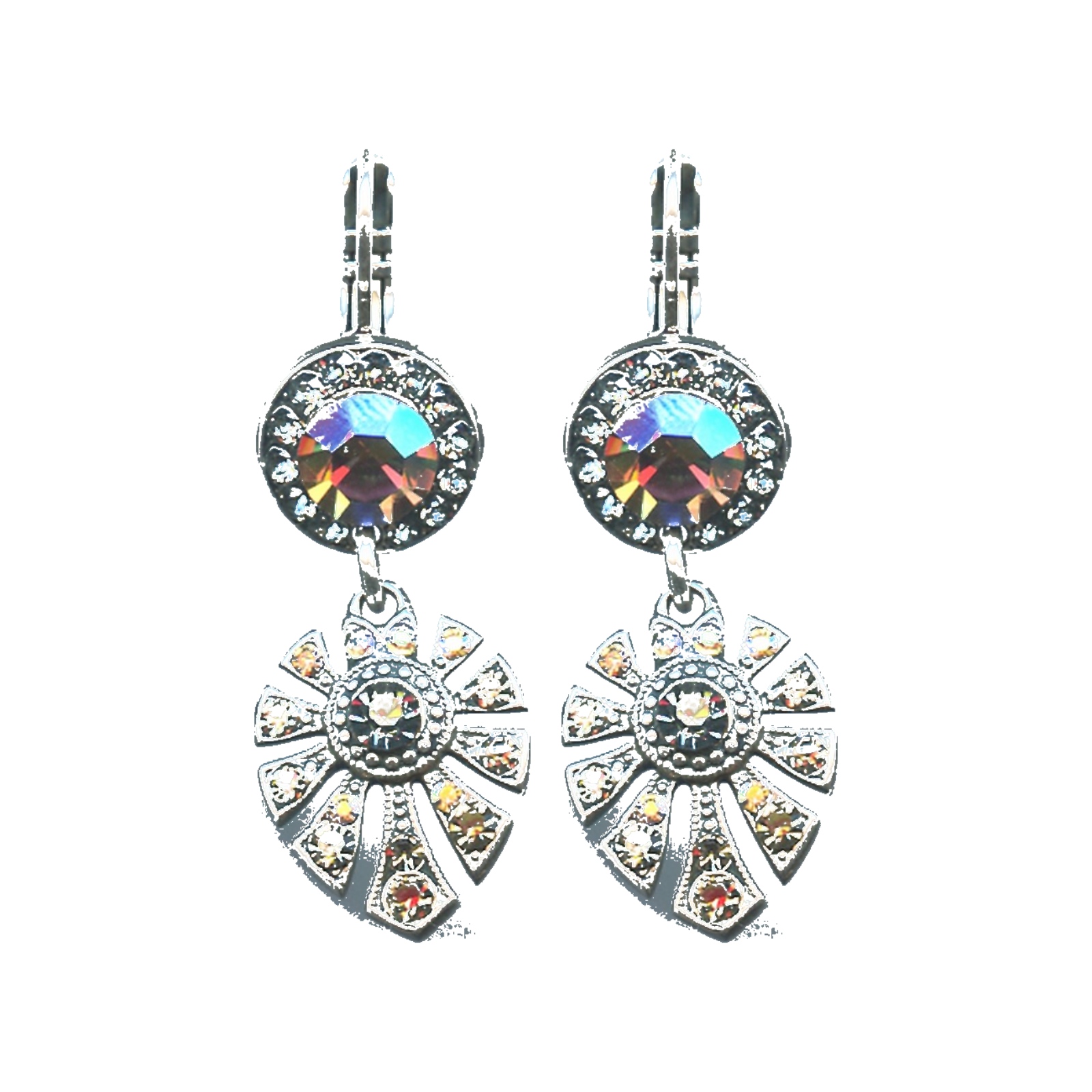 E-1514-3-215-3-SP6 Earrings By Mariana Woman Vibrant Black Diamond and Greige Swarovski Crystals - Image 1