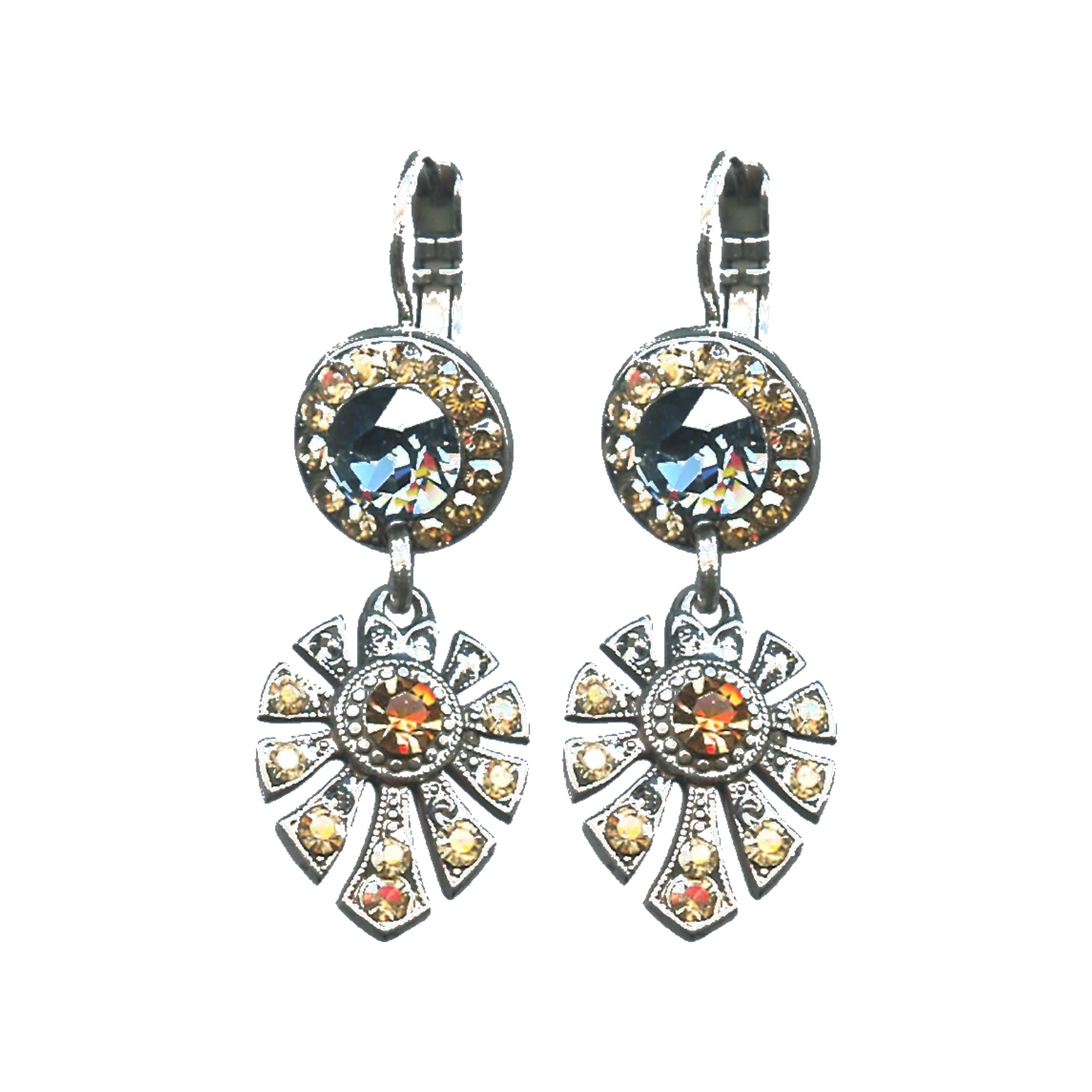 E-1514-3-216-3-SP6 Earrings By Mariana Woman Stylish Champagne and Amber Swarovski Crystals - Image 1