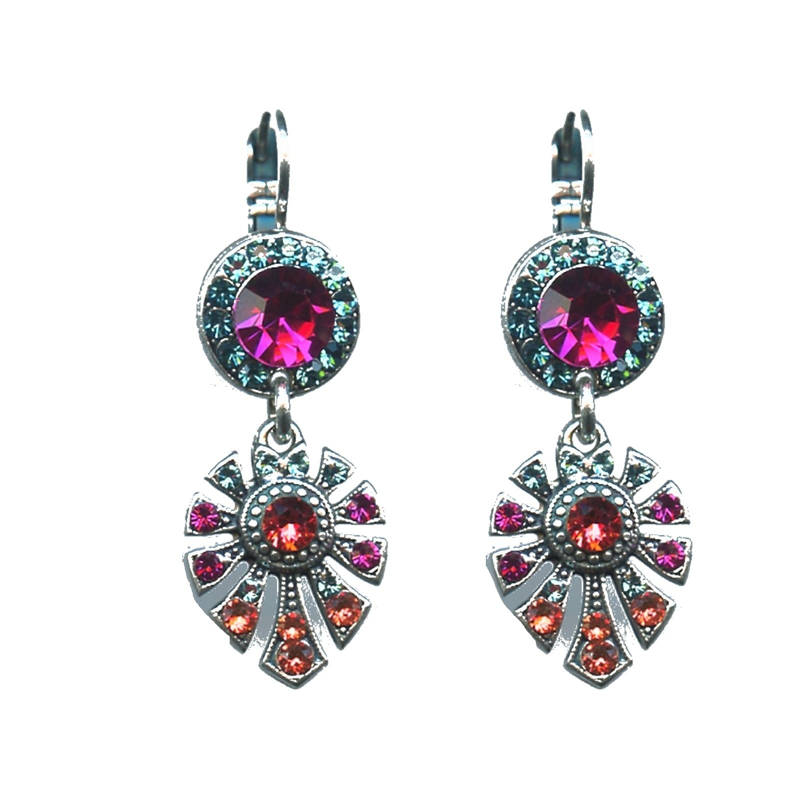 E-1514-3-292-SP6 Earrings By Mariana Woman Sophisticated Indian Pink and Purple Swarovski Crystals - Image 1