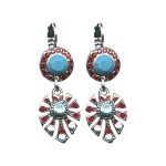 Earrings By Mariana Woman Modern Turquoise and Bright Red Swarovski Crystals - Image 2
