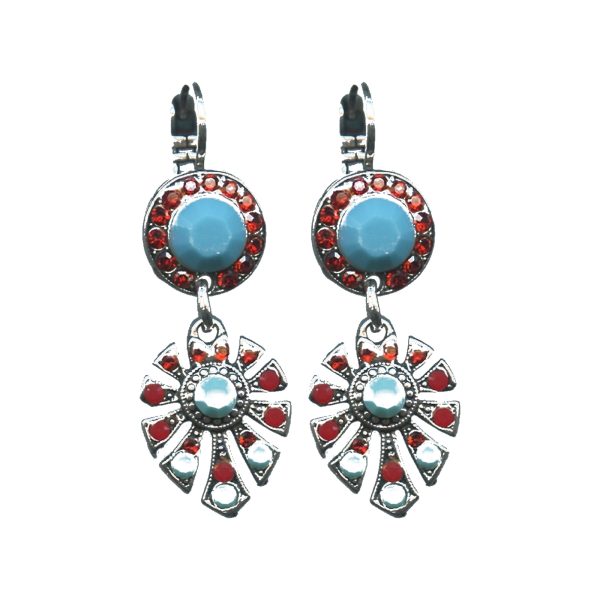 Earrings By Mariana Woman Modern Turquoise and Bright Red Swarovski Crystals