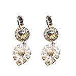 Earrings By Mariana Woman Stunning Pearl and Golden shadow Swarovski Crystals - Image 2