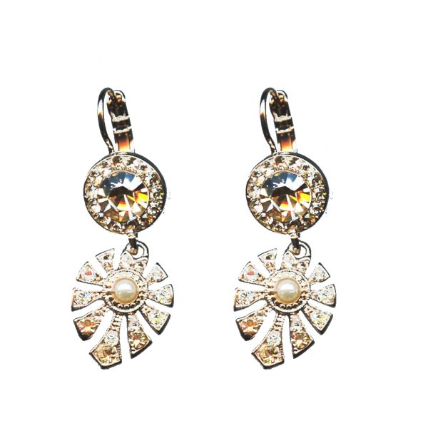 Earrings By Mariana Woman Stunning Pearl and Golden shadow Swarovski Crystals