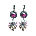 Earrings By Mariana Woman Captivating Bright Fuchsia Pink and Aqua Blue Swarovski Crystals - Image 2