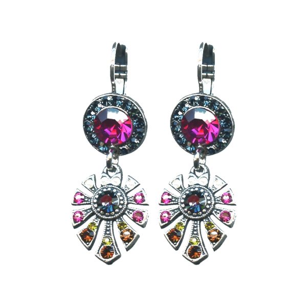 Earrings By Mariana Woman Captivating Bright Fuchsia Pink and Aqua Blue Swarovski Crystals