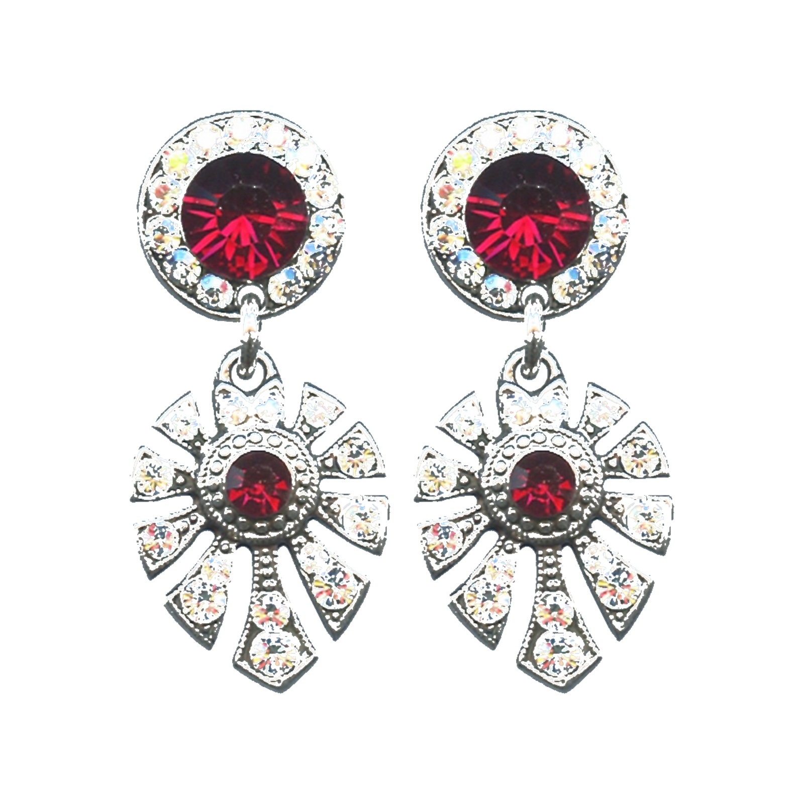 E-1514-3-501MOL-SP6 Earrings By Mariana Woman Exquisite Ruby and Moonlight Swarovski Crystals - Image 1
