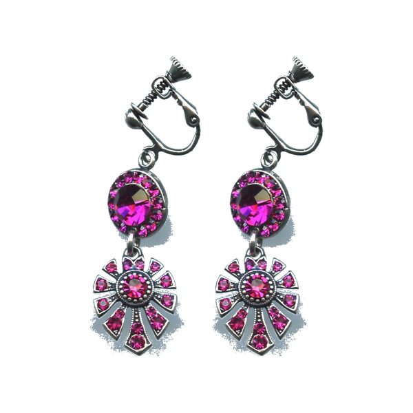 Earrings By Mariana Woman Modern Fuchsia Swarovski Crystals