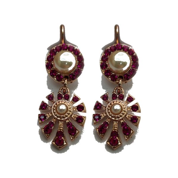 Earrings By Mariana Woman Radiant Pearl and Fuchsia Swarovski Crystals