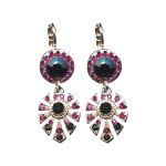 Earrings By Mariana Woman Sparkling Fuchsia and Jet Swarovski Crystals - Image 2