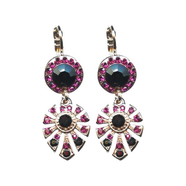 Earrings By Mariana Woman Sparkling Fuchsia and Jet Swarovski Crystals