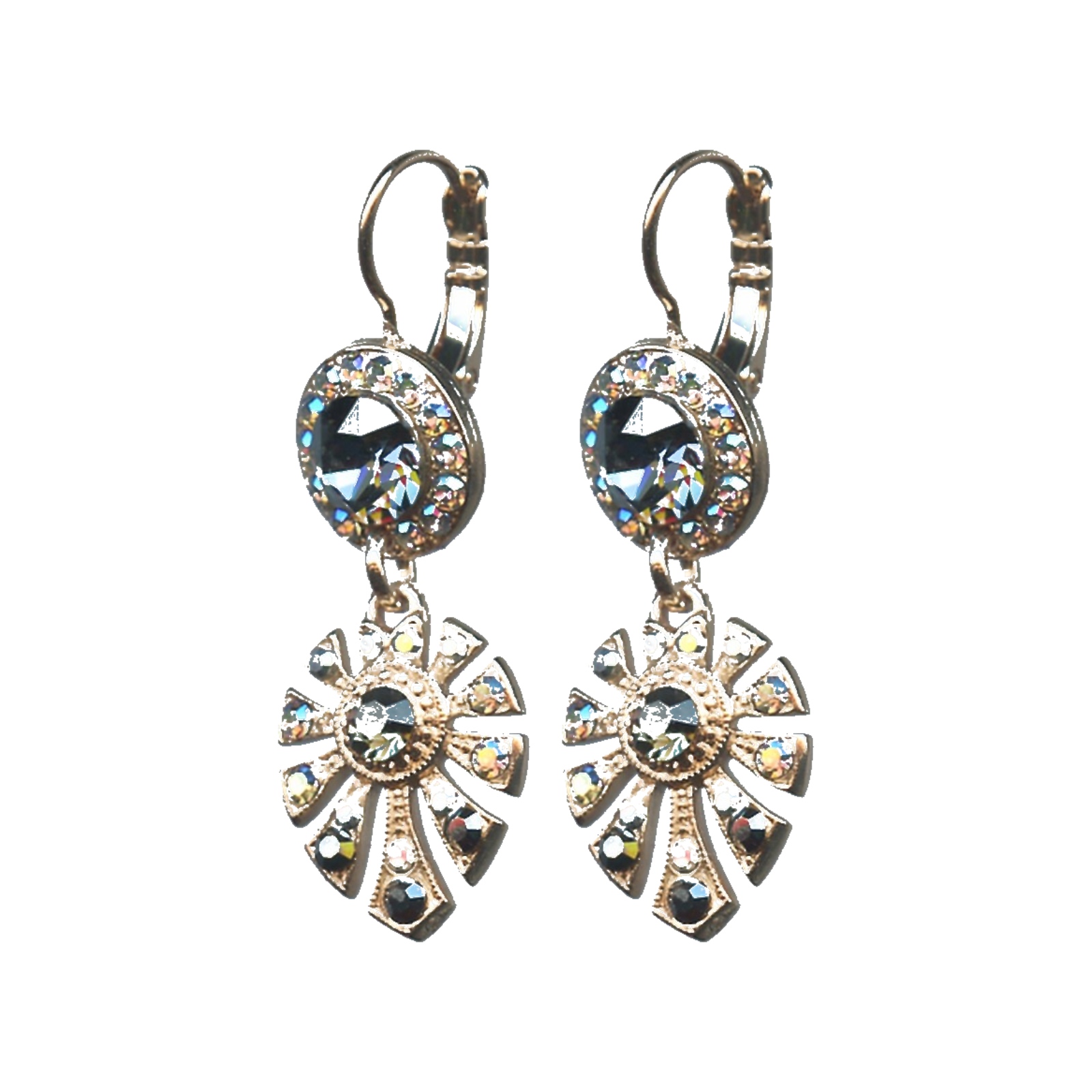 E-1514-3-747-SP6 Earrings By Mariana Woman Classic Hematite and Black Diamond Swarovski Crystals - Image 1