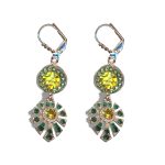 Earrings By Mariana Woman Glamorous Emerals Yellow and Light Green Swarovski Crystals - Image 2