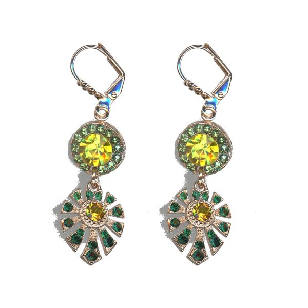 Earrings By Mariana Woman Glamorous Emerals Yellow and Light Green Swarovski Crystals