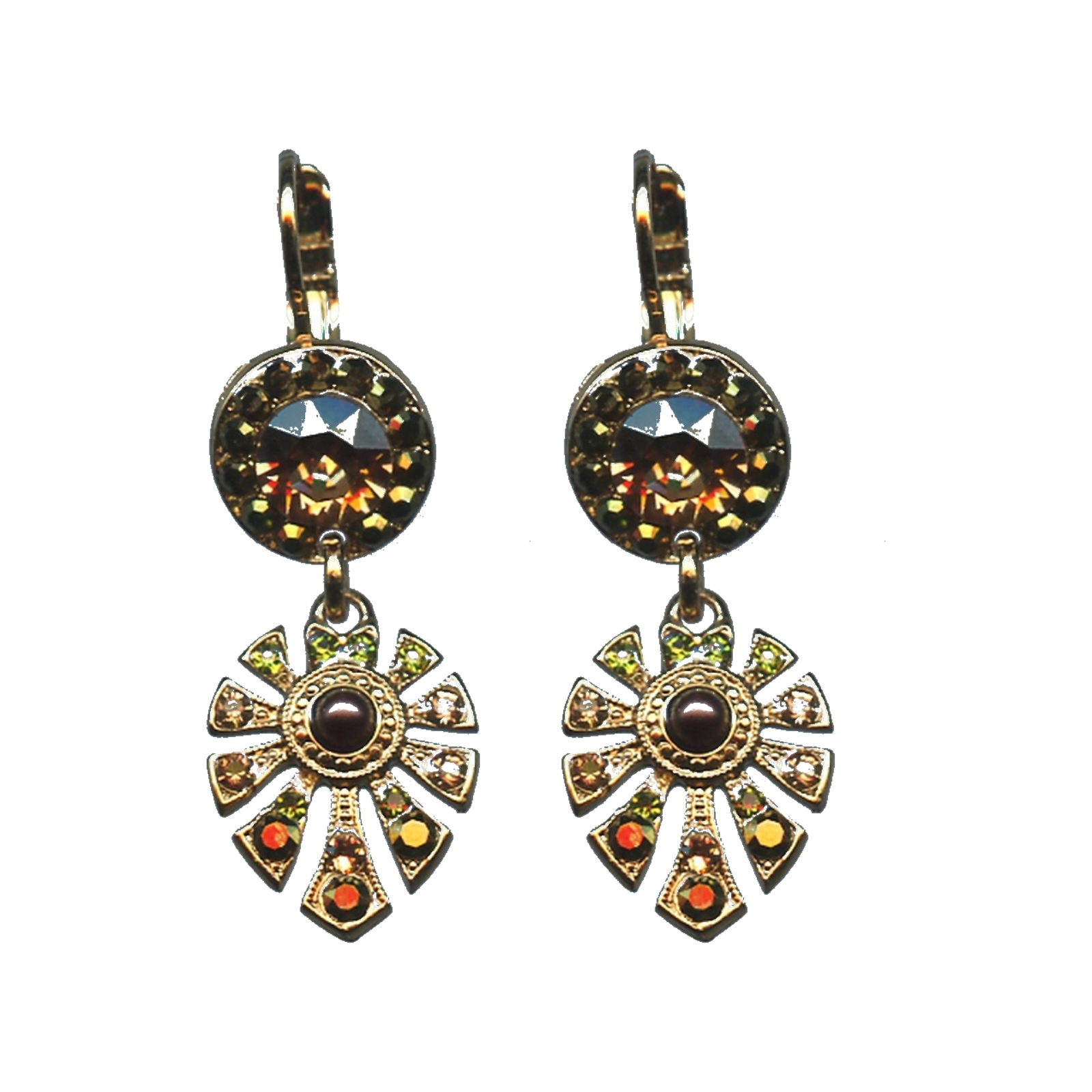 E-1514-3-901-SP6 Earrings By Mariana Woman Lovely Topaz and Olivine) Swarovski Crystals - Image 1