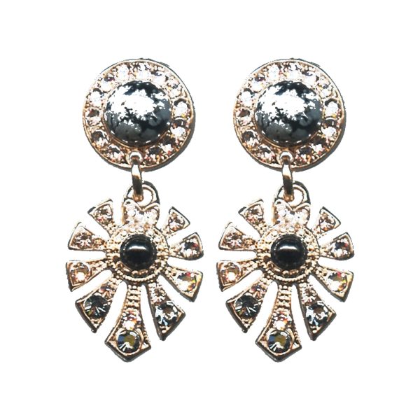 Earrings By Mariana Woman Beautiful Mineral and  Crystals : Jet and Black Diamond Swarovski Crystals