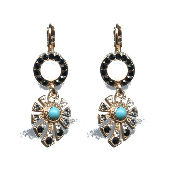 Earrings By Mariana Woman Contemporary Turquoise and Jet Swarovski Crystals