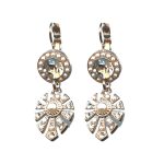 Earrings By Mariana Woman Distinctive Pearl Mmineral and Gold Quartz Swarovski Crystals - Image 2