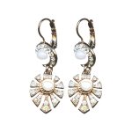 Earrings By Mariana Woman Fashionable White Shell and White Howlite Color : Clear Swarovski Crystals