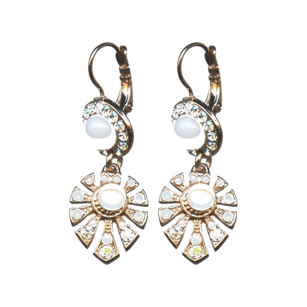 Earrings By Mariana Woman Fashionable White Shell and White Howlite Color : Clear Swarovski Crystals