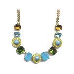 Necklace By Mariana Woman Fashionable Turquoise and shades of yellow and orange and Yellow Jasper Swarovski Crystals - Image 2