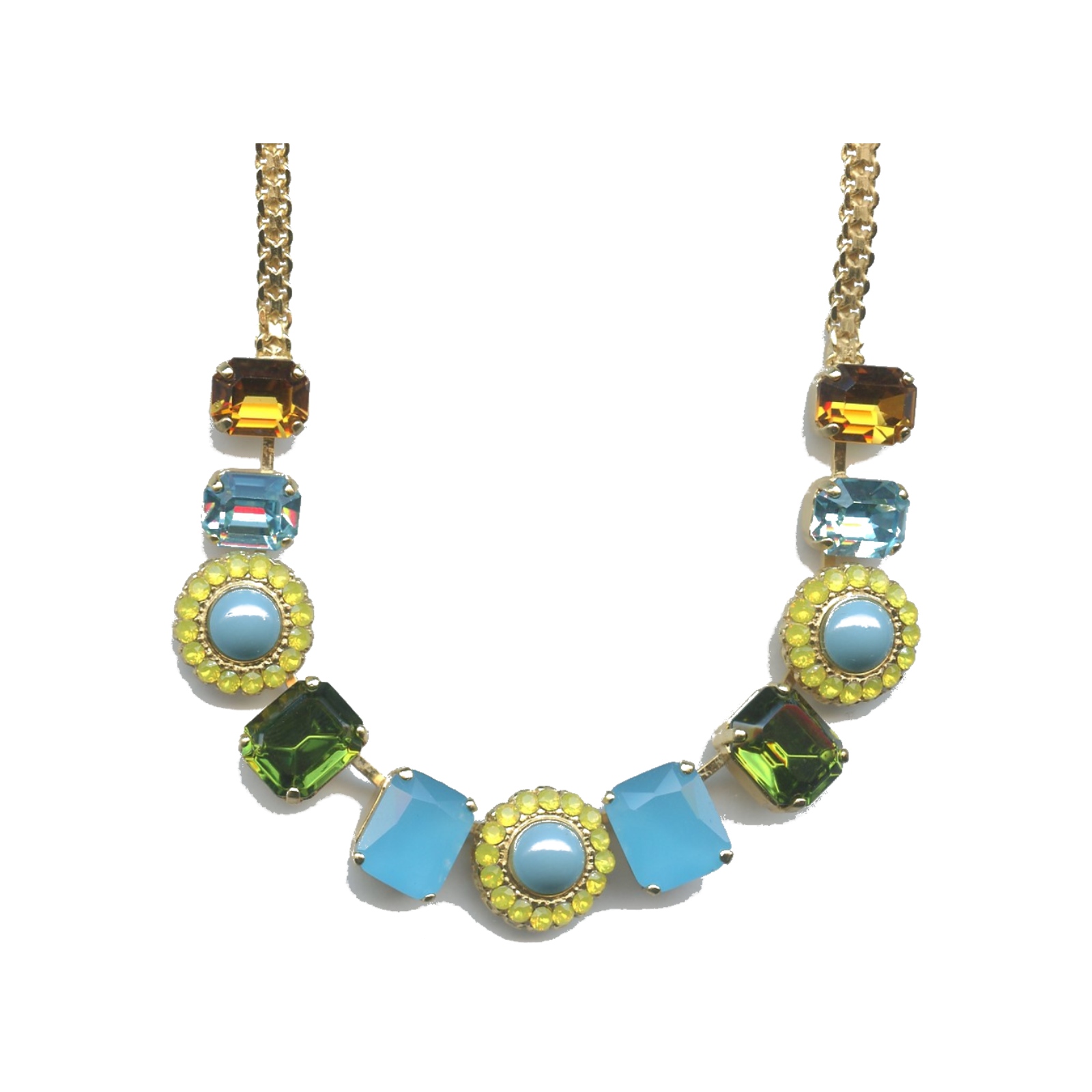 N-3014-3-1058-SP Necklace By Mariana Woman Fashionable Turquoise and shades of yellow and orange and Yellow Jasper Swarovski Crystals - Image 1