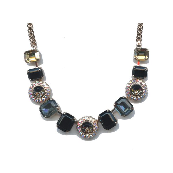 Necklace By Mariana Woman Exquisite Morion and Silver Night Swarovski Crystals