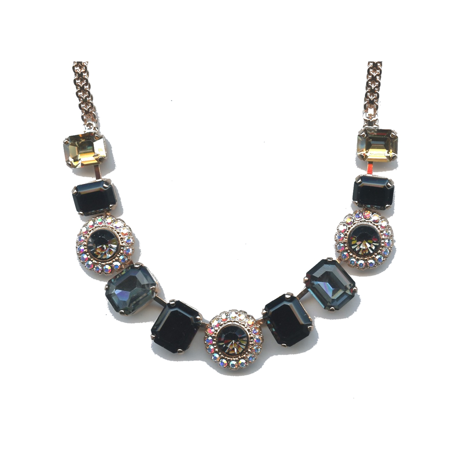 N-3014-3-1094-SP Necklace By Mariana Woman Exquisite Morion and Silver Night Swarovski Crystals - Image 1