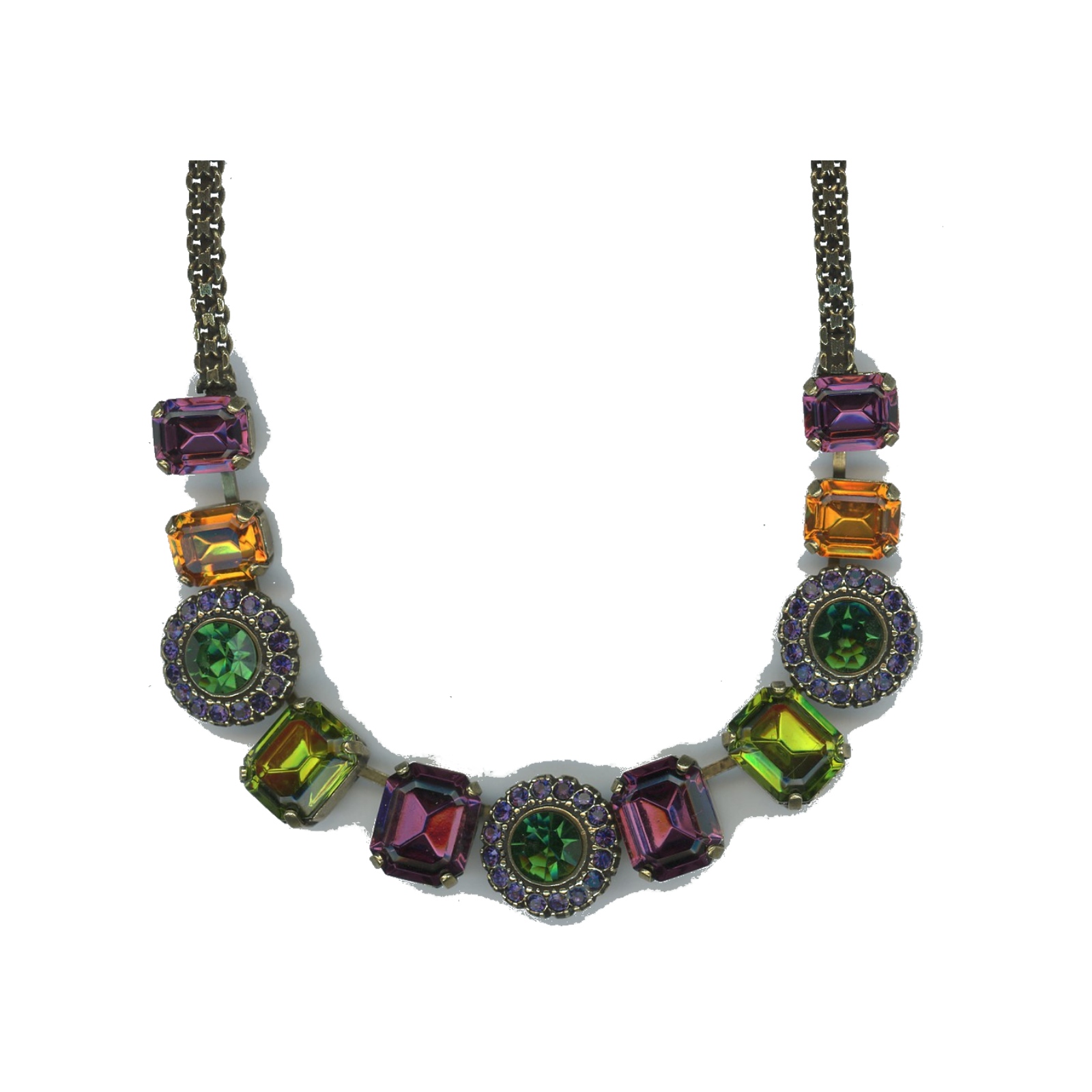 N-3014-3-1116-SP Necklace By Mariana Woman Vibrant Olivine Green and Teal Swarovski Crystals - Image 1