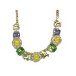 Necklace By Mariana Woman Sophisticated Yellow Opalescent and Green and Pale Yellow Swarovski Crystals