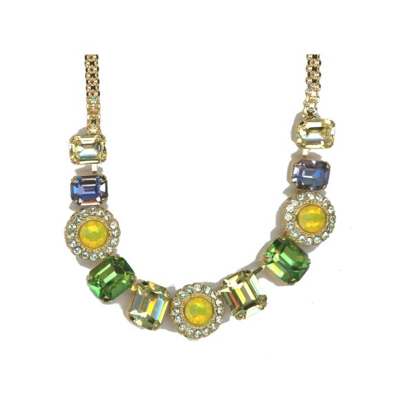 Necklace By Mariana Woman Sophisticated Yellow Opalescent and Green and Pale Yellow Swarovski Crystals