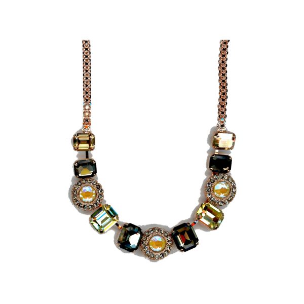Necklace By Mariana Woman Luminous Black Diamond and Golden Shadow Swarovski Crystals