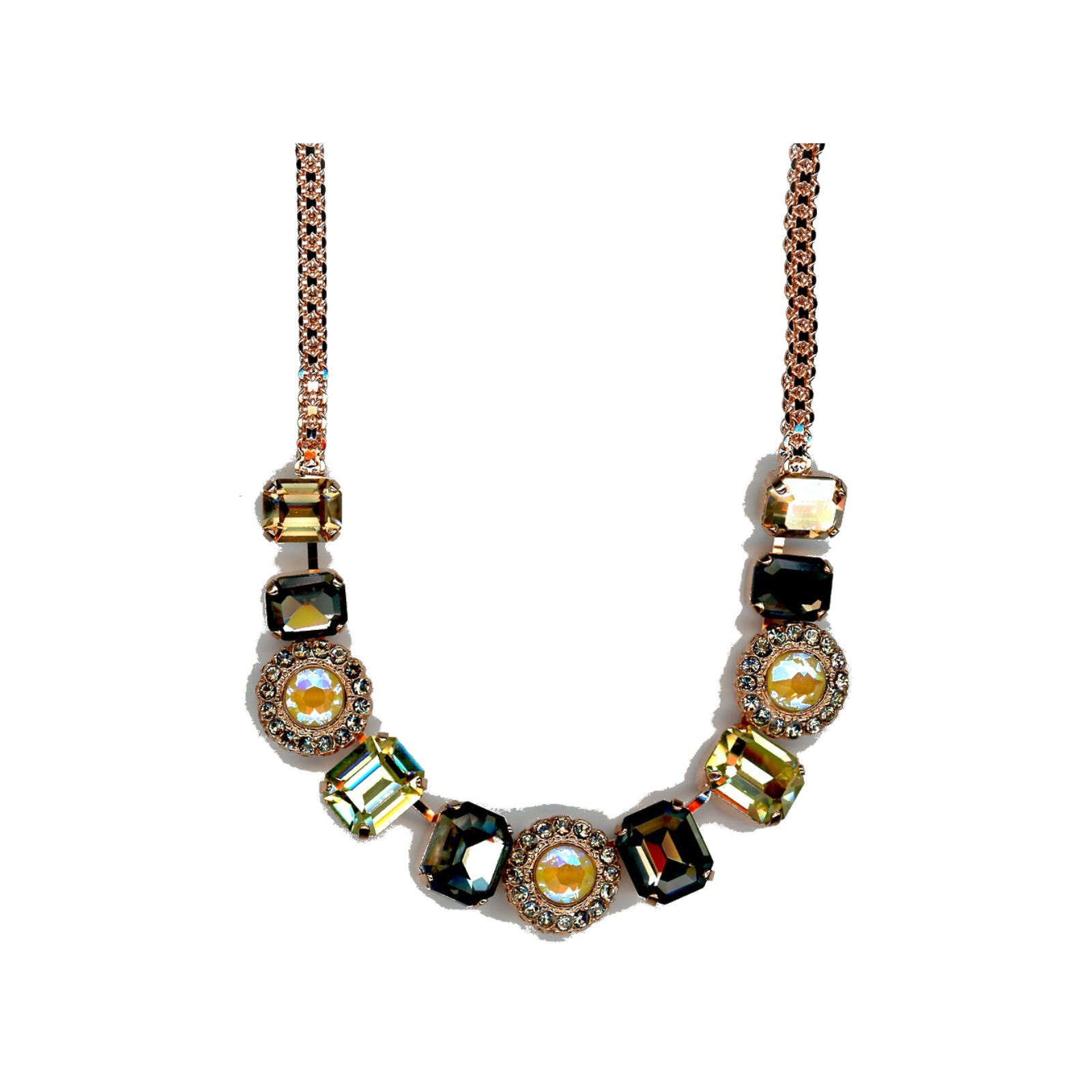 N-3014-3-1121-SP Necklace By Mariana Woman Luminous Black Diamond and Golden Shadow Swarovski Crystals - Image 1