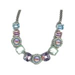 Necklace By Mariana Woman Radiant Cyclamen Opal and Tanzanite Swarovski Crystals - Image 2