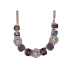 Necklace By Mariana Woman Sparkling Amethyst and Tanzanite and Cyclamen Opal Swarovski Crystals - Image 2