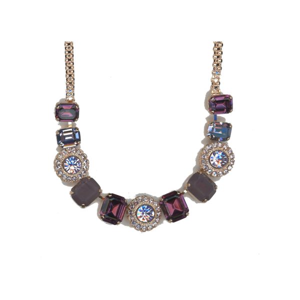 Necklace By Mariana Woman Sparkling Amethyst and Tanzanite and Cyclamen Opal Swarovski Crystals