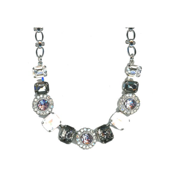 Necklace By Mariana Woman Glamorous White Opal and Black Diamond Swarovski Crystals